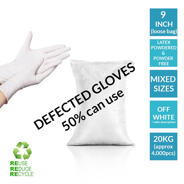 Defect latex gloves · mixed sizes
